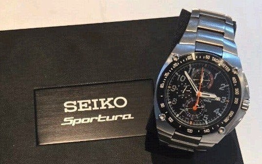 Seiko Sportura Chronograaf Herenhorloge, Gebruikt, Staal, Verzenden, Polshorloge