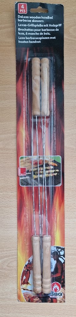 BBQ piezen | 4 stuks | houten handvat | L: 38,5 cm | NIEUW!, Ophalen of Verzenden, Nieuw, BBQ Collection