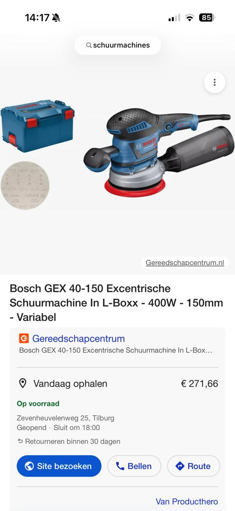 Bosch GEX 40-150 Excentrische Schuurmachine in L-Boxx, Ophalen of Verzenden, Zo goed als nieuw, Minder dan 600 watt, Excentrische schuurmachine