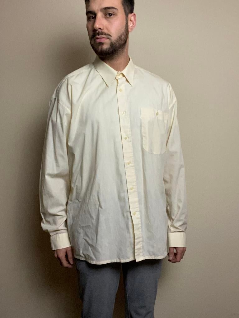 Vintage overhemd - lichtgeel - jaren 80 / 80s - XL, Hgv, Ophalen of Verzenden, Gedragen, Halswijdte 43/44 (XL)