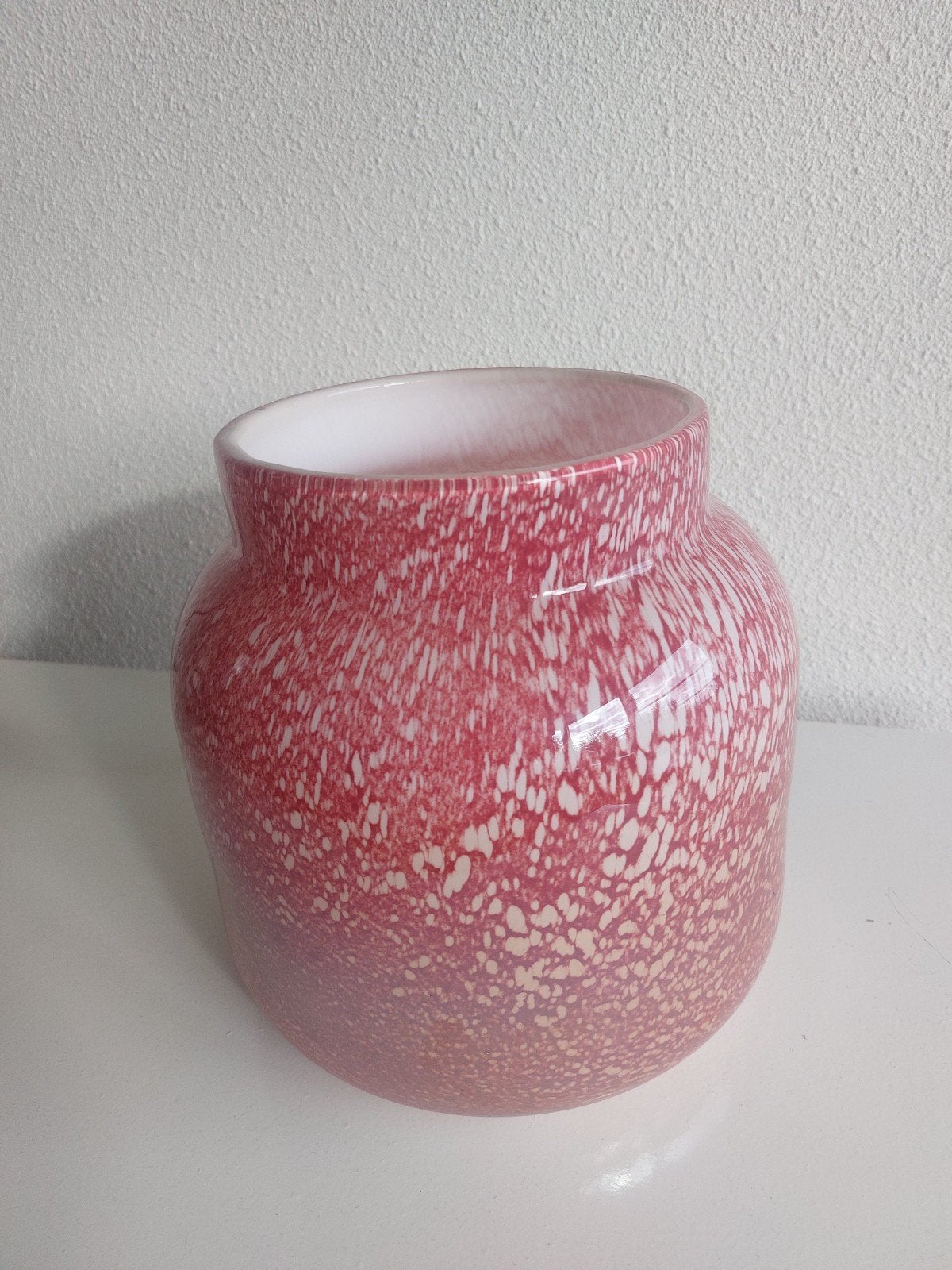 Fidrio Holland roze gespikkelde glazen vaas, Ophalen of Verzenden