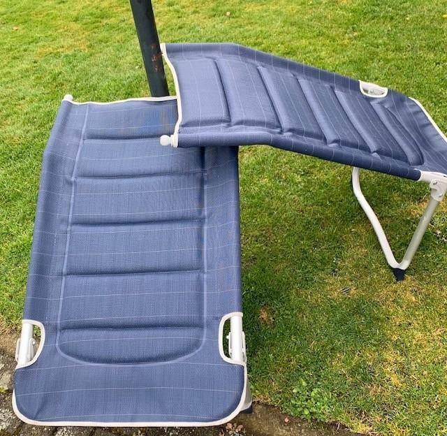 Westfield tuinstoel beensteunen blauw, Ophalen, Zo goed als nieuw, Campingstoel