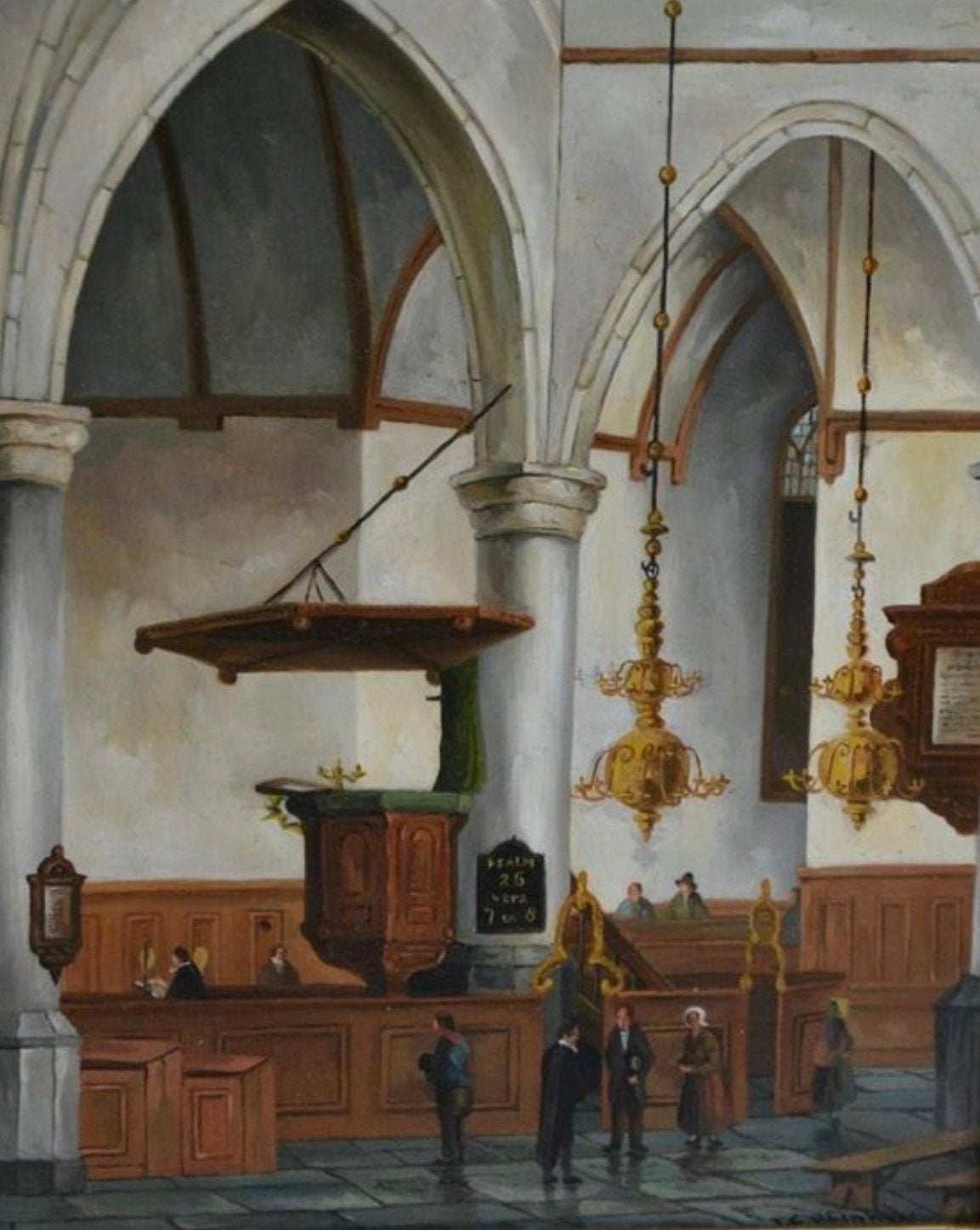 Kerkinterieur JG van Ginkel, Antiek en Kunst, Kunst | Schilderijen | Klassiek, Ophalen