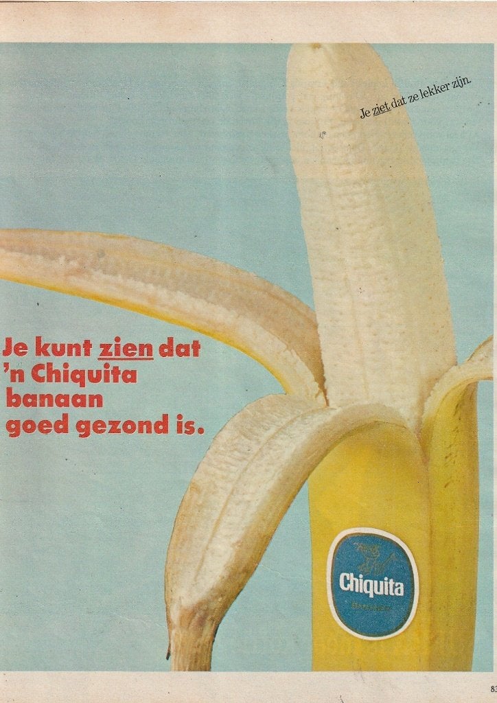 Retro reclame 1967 Chiquita bananen je kunt het zien, Verzenden, Overige typen
