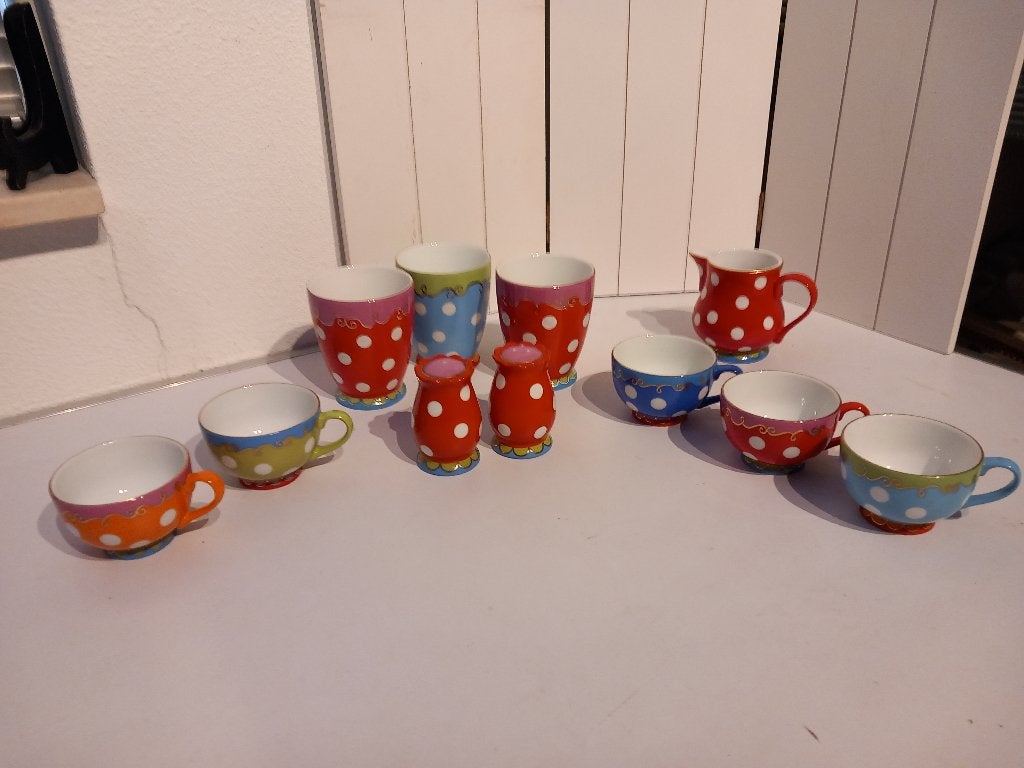 Olily servies Polka Dots, Keramiek, Overige typen, Ophalen of Verzenden, Zo goed als nieuw