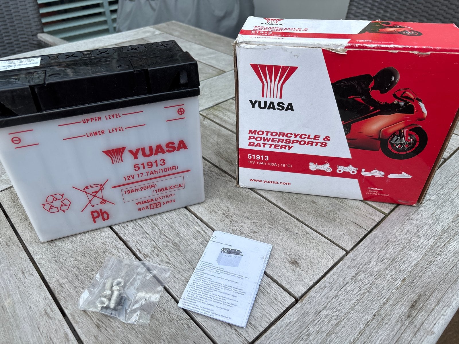 Yuasa 51913 Motorfiets & Powersports Accu 12V 17.7Ah, Ophalen, Nieuw