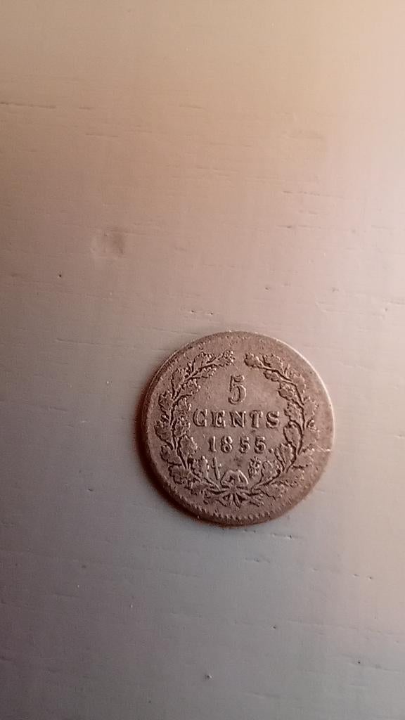 Zilveren 5 cent munt 1855, Postzegels en Munten, Munten | Nederland, Ophalen of Verzenden, Koning Willem III