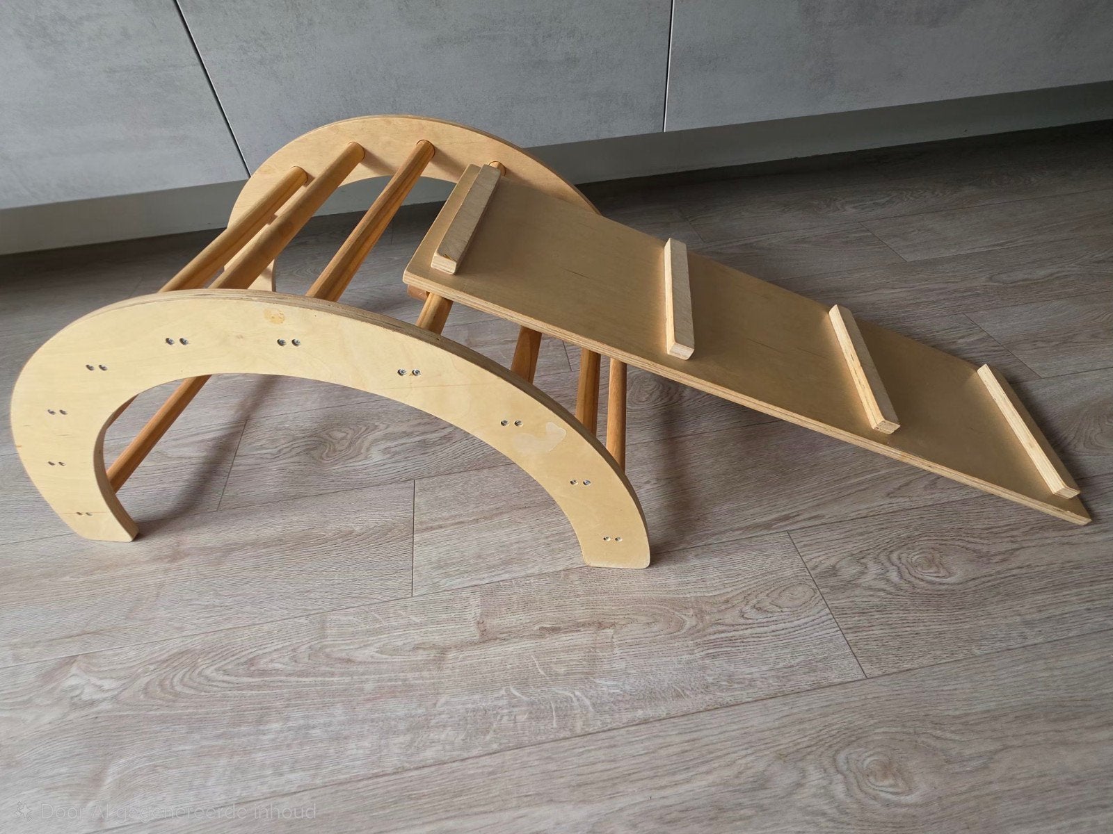 Houten Klimrek en Glijbaan Set voor Kinderen, Ophalen, Zo goed als nieuw, Glijbaan, Aanbouwonderdeel
