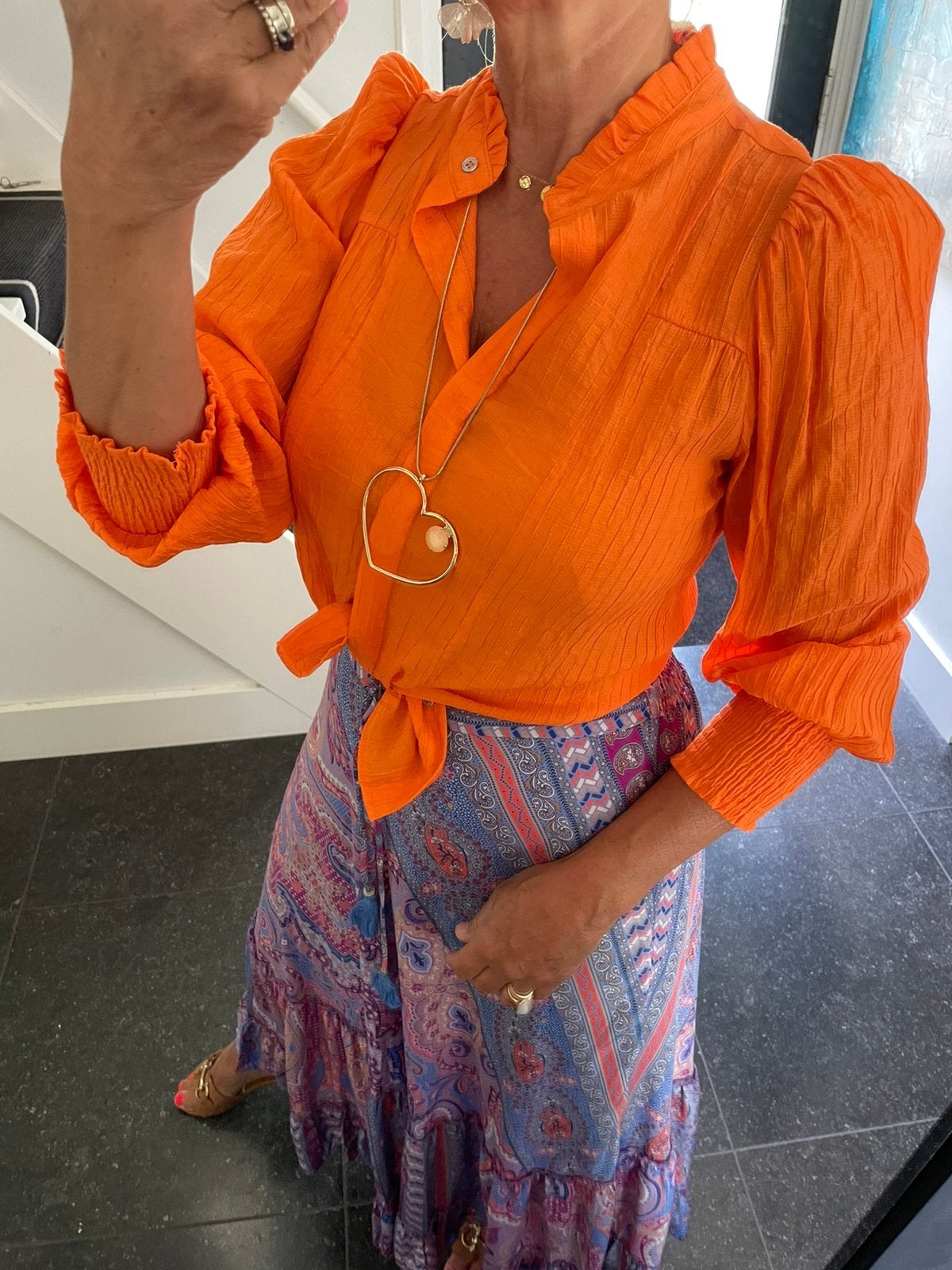 Co’couture, prachtige kleur oranje blouse, XS/S, Ophalen of Verzenden, Nieuw, Maat 36 (S), Oranje