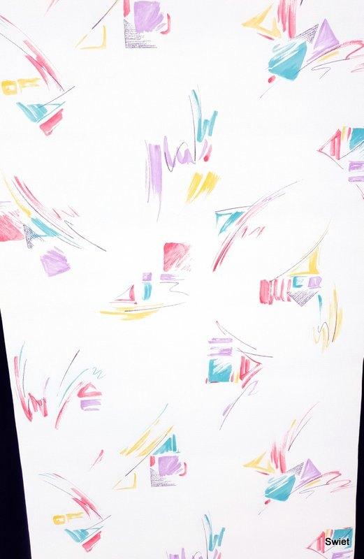 12863 Abstract jaren 80 behang met kleurvegen swiet, Verzenden, Minder dan 10 m², Rood