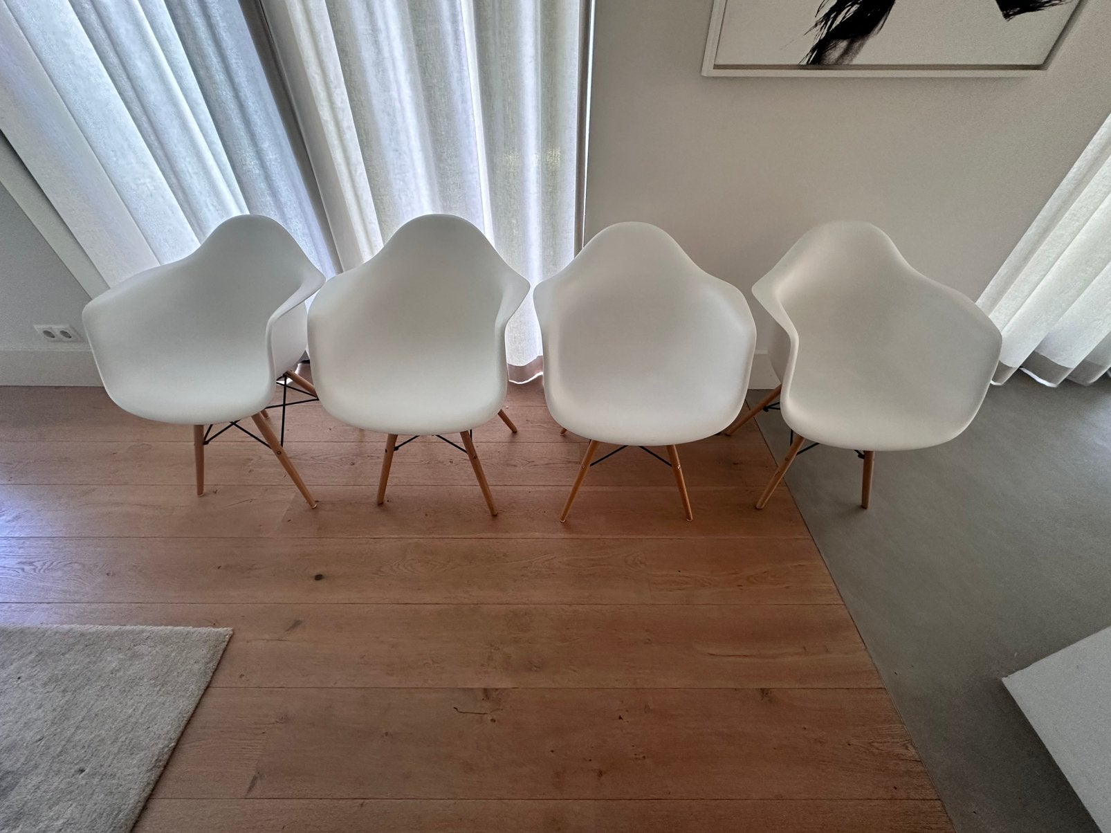 Vitra Eames DAW replica stoelen (4x), Huis en Inrichting, Stoelen, Ophalen, Gebruikt, Wit, Vier