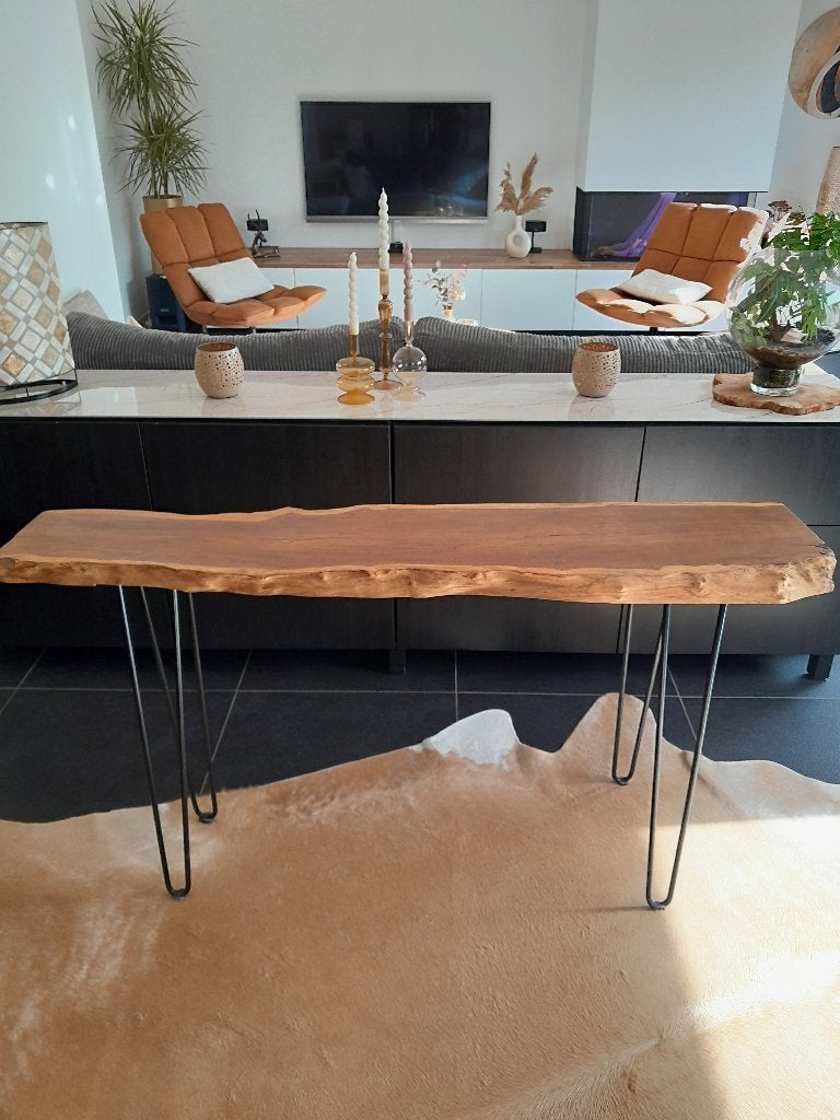 Boomstam Haltafel, Gebruikt, 100 tot 150 cm, Ophalen of Verzenden, Overige vormen