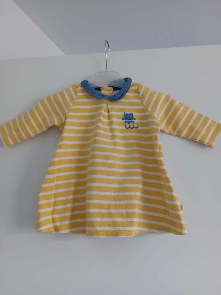 Obaïbi jurkje maat 68 sweaterstof gestreept, Meisje, Jurkje of Rokje, Ophalen of Verzenden, Zo goed als nieuw