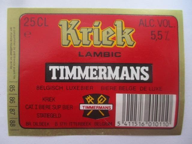 bieretiket Belgie 15-5 (16B) timmermans, Ophalen of Verzenden, Gebruikt, Overige typen, Overige merken
