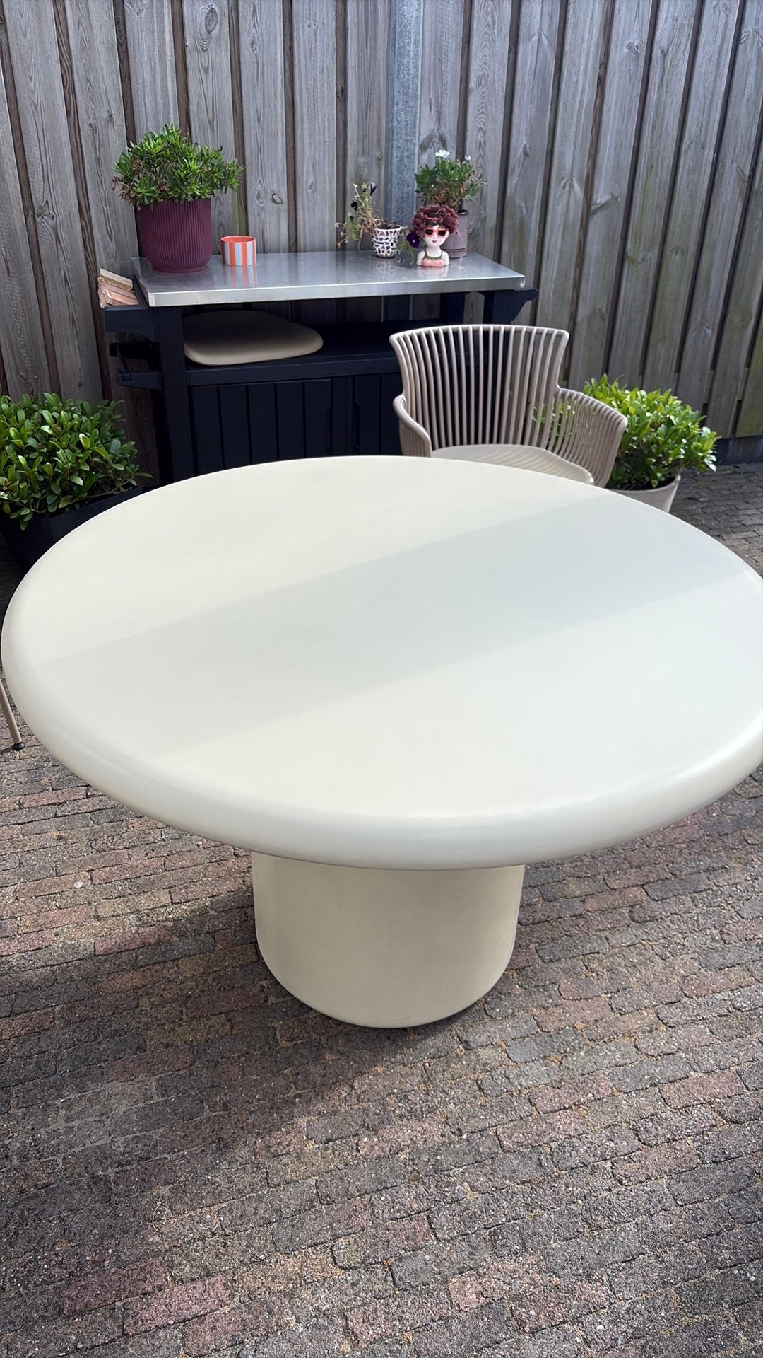 Beige Tafelblad van 120 cm groot, leuk voor DIY Project, Ophalen, Overige materialen, Rond, Zo goed als nieuw