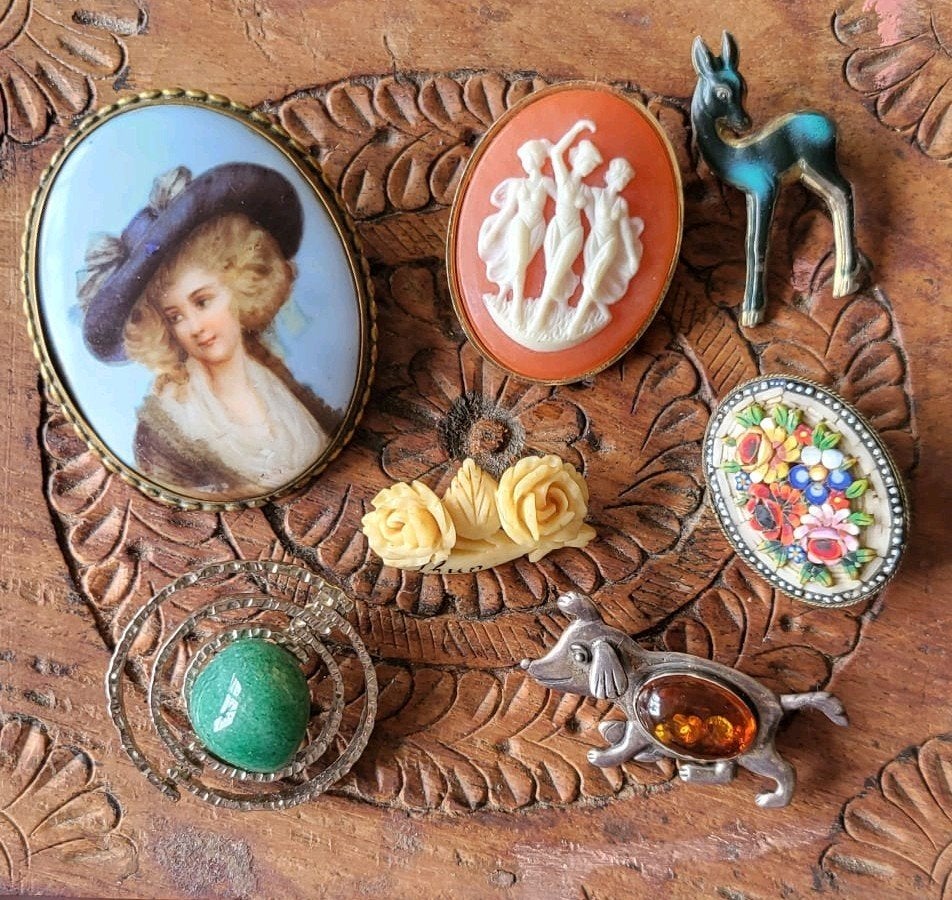 Vintage/Oude/Broches/Camee/Spelden, Ophalen, Overige kleuren, Overige materialen