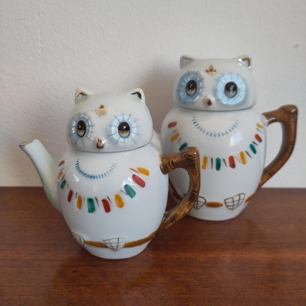 Vintage Chinese uil-theepotjes, Overige typen, Nieuw, Ophalen of Verzenden, Overige stijlen