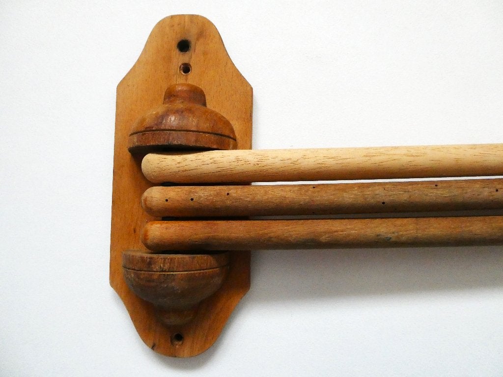 Twee vintage houten handdoekenrekken handdoekrek, Ophalen of Verzenden