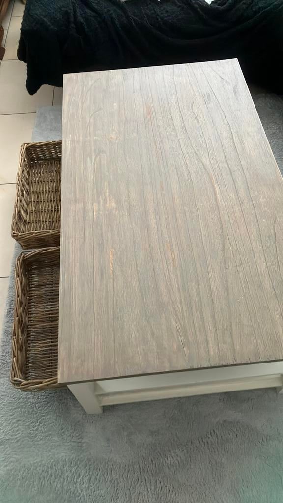 Salin tafel met rieten manden, 100 tot 150 cm, Zo goed als nieuw, Rechthoekig, 50 tot 100 cm