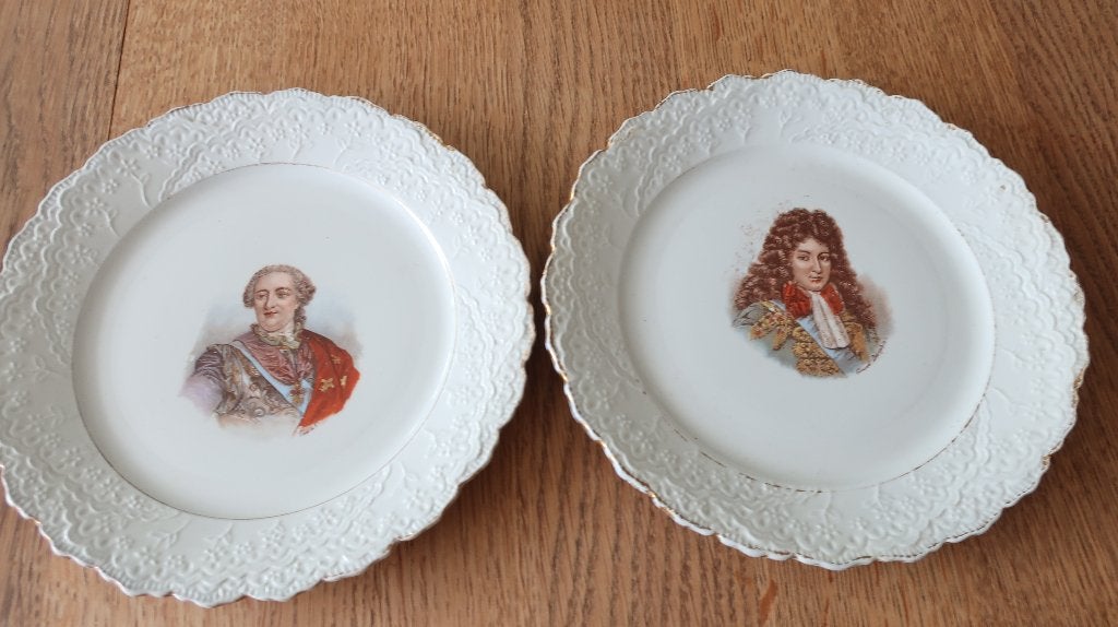 Antieke wandbordjes van 2 Franse koningen, Antiek en Kunst, Antiek | Wandborden en Tegels, Ophalen of Verzenden