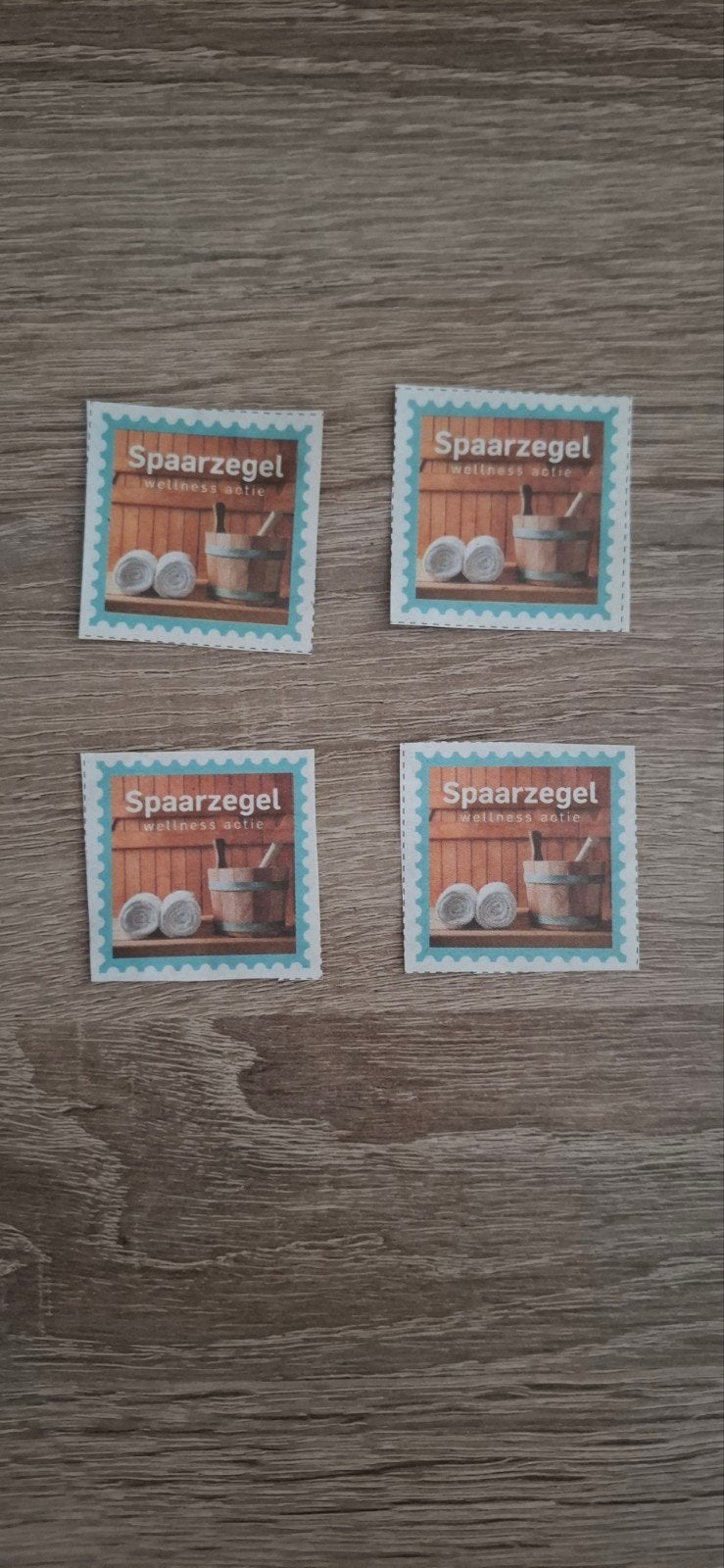 4 Spaarzegels Wellness Actie, Ophalen, Winkel, Super of Benzinepomp, Zegels, Bonnen of Punten