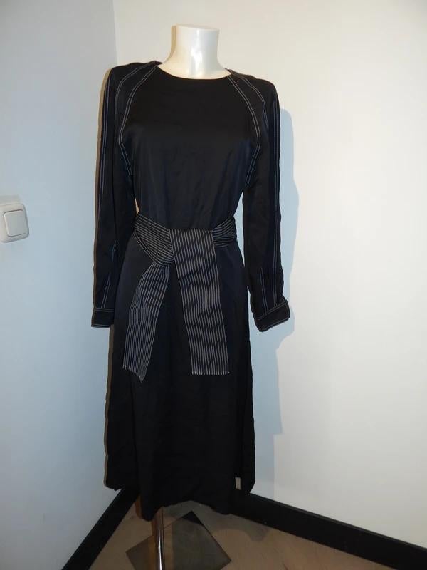 Les Coyotes de Paris zwarte maxi dress witte stiksels S, Verzenden, Zwart, Zo goed als nieuw, Maat 36 (S)