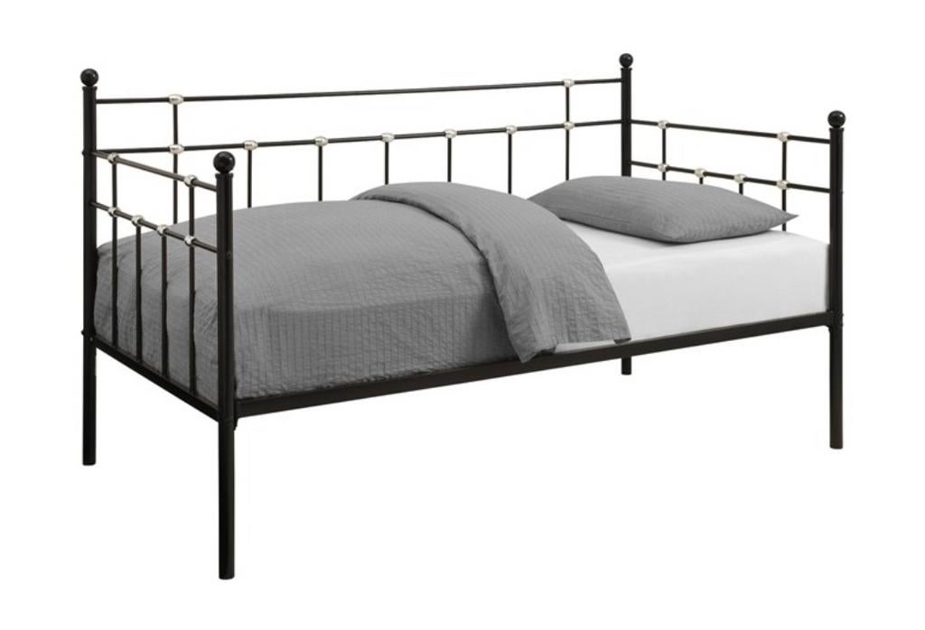 Ikea Tromsnes bedframe zwart metaal, Ophalen, 90 cm, Eenpersoons, Zwart
