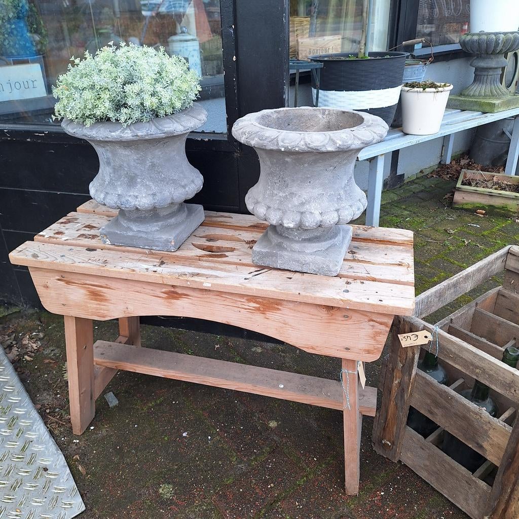 Oud timmermans werkbankje / bijzettafel, Gebruikt, Landelijk, 75 cm of meer, Rechthoekig