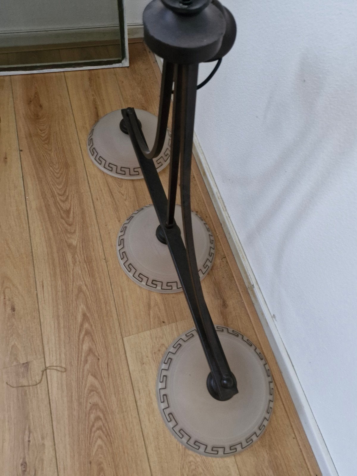 Vintage lamp met 3 glazen kappen, Antiek en Kunst, Ophalen