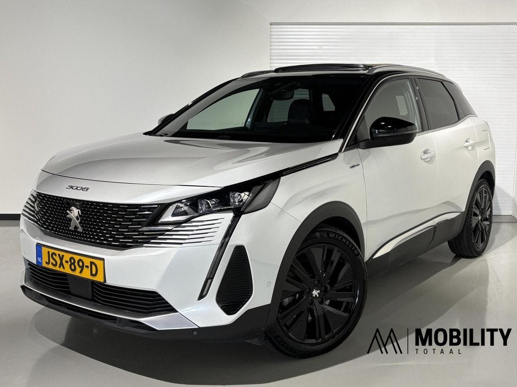 Peugeot 3008 1.6 HYbrid 225 GT|Black Pack|PANODAK|VOL LEDER|, Auto's, Peugeot, Wit, Bedrijf, Hybride Elektrisch/Benzine, 71 km/l