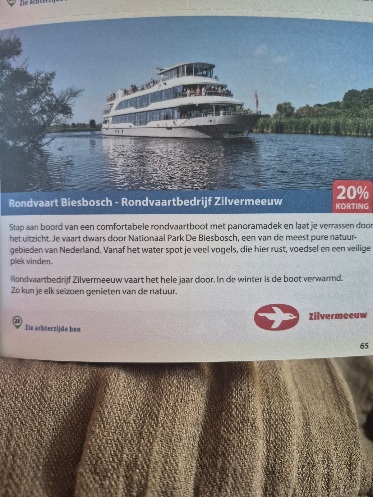 Rondvaartbedrijf zilvermeeuw, 20% korting, Eén persoon, Kortingsbon