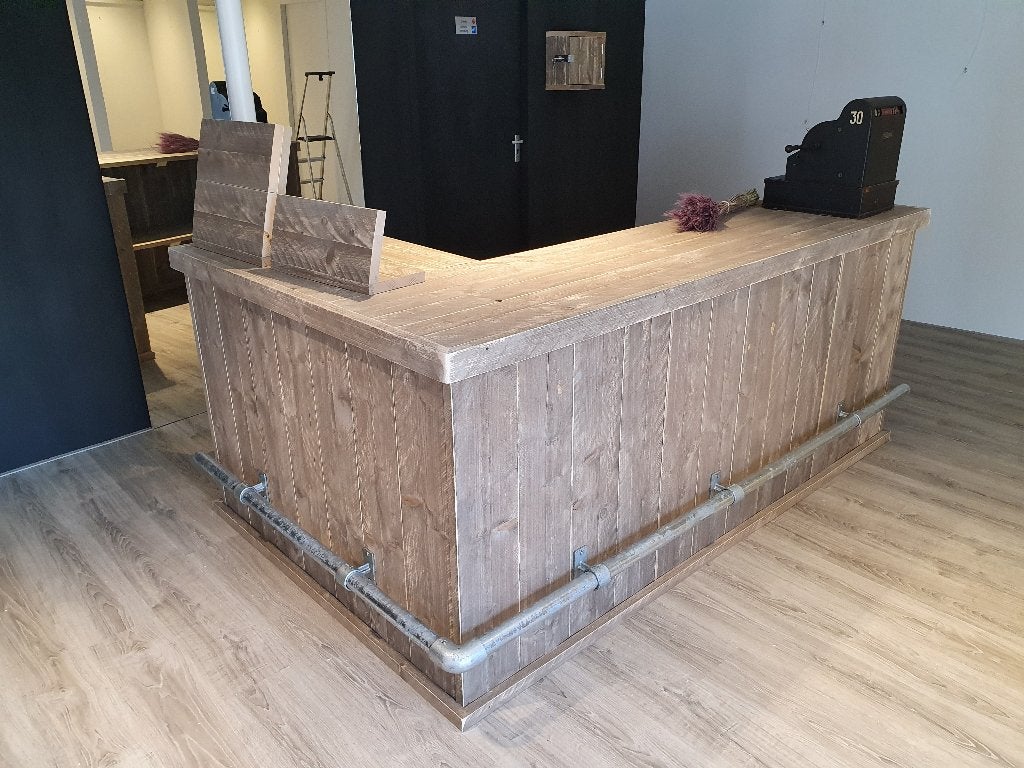 Unieke kwaliteit toonbank L-model van steigerhout maatwerk, Huis en Inrichting, Kasten | Dressoirs, Ophalen, Nieuw, 50 tot 75 cm