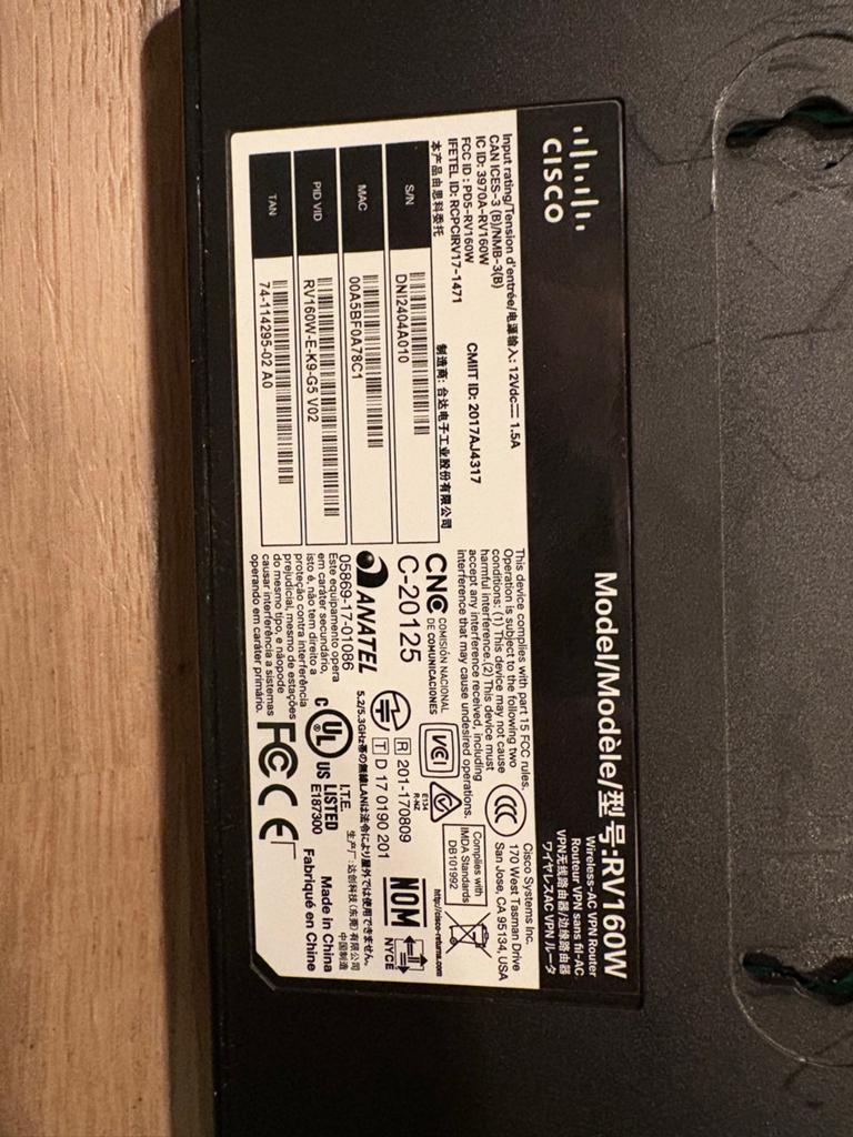 Cisco RV160W Router - Draadloze VPN Router, Ophalen of Verzenden, Gebruikt, Router