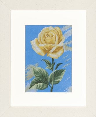 Borduurpakket Yellow roses on blue 35046, ., Nieuw, Ophalen of Verzenden, .