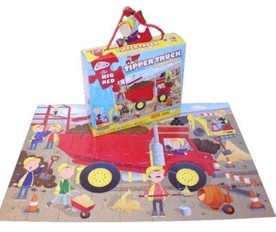 De grote rode Kipper Truck vloerpuzzel Grafix Merk 45 pce, Ophalen of Verzenden, 10 tot 50 stukjes, Zo goed als nieuw