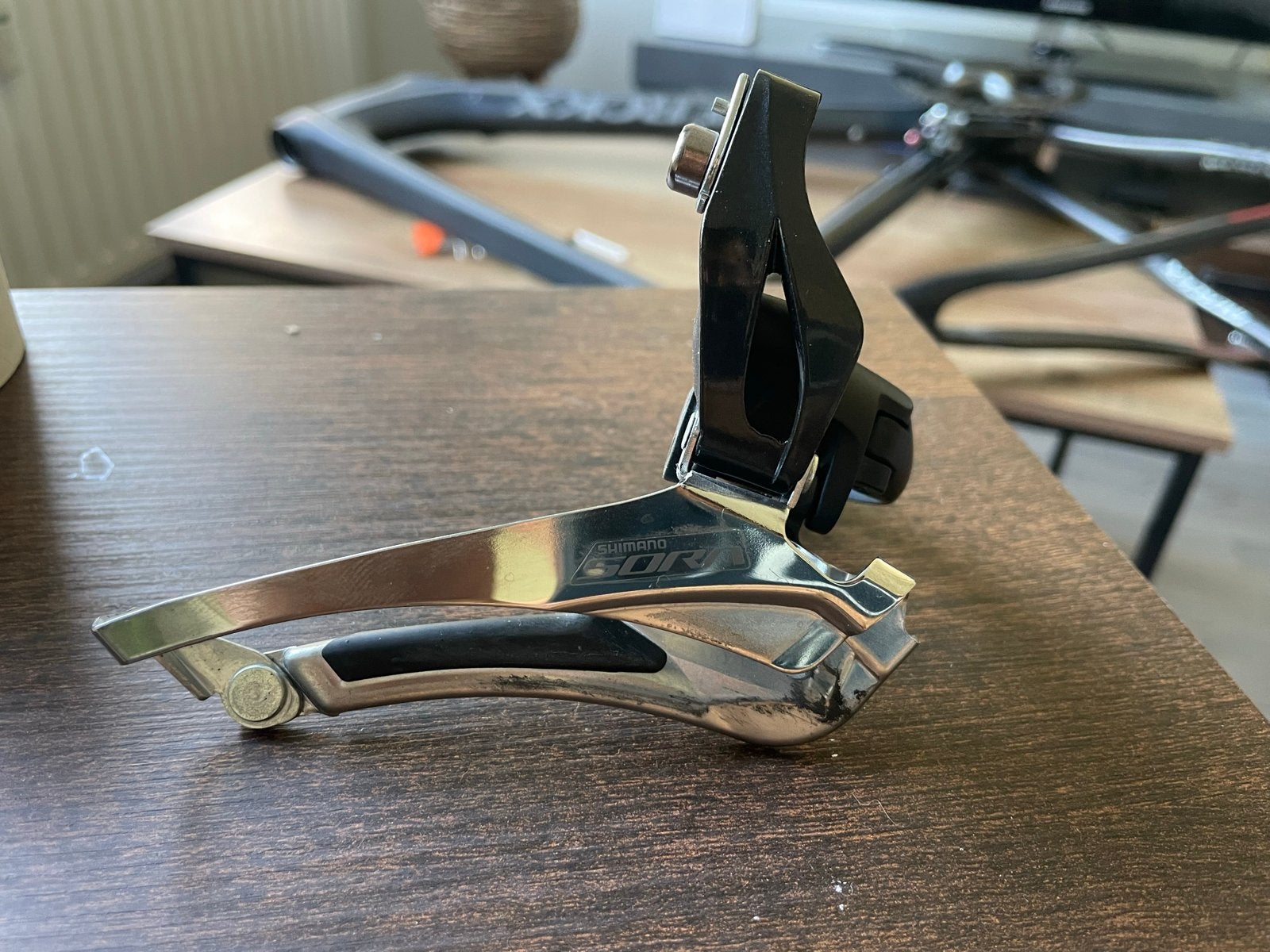 Shimano Sora 2x9 voorderailleur, Ophalen of Verzenden, Gebruikt, Racefiets, Derailleur of Ketting