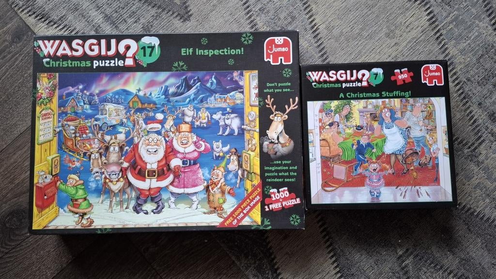 2 Wasgij Christmas puzzels Nr 7 en 17, Ophalen of Verzenden, 500 t/m 1500 stukjes, Gebruikt, Legpuzzel