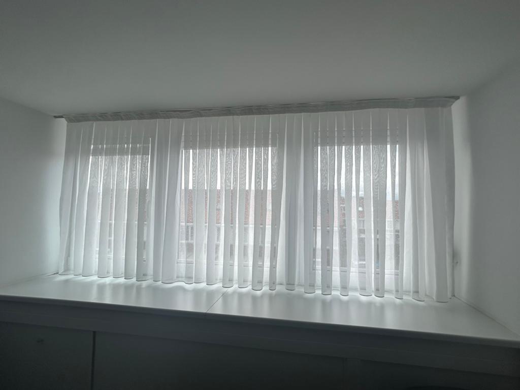 2x Vitrage gordijnen - Wit, 104x237cm en 104x140cm, Huis en Inrichting, Stoffering | Gordijnen en Lamellen, Zo goed als nieuw