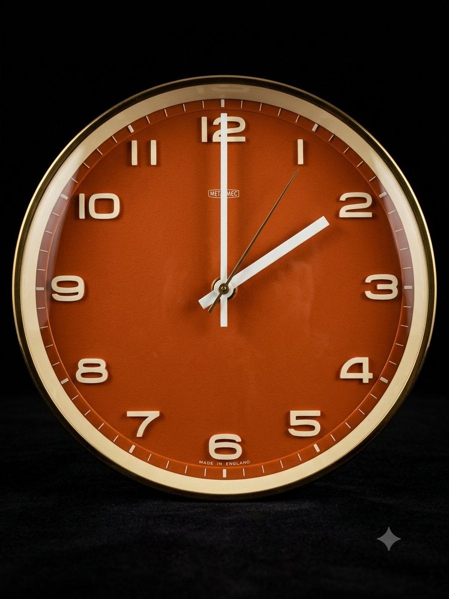 Vintage Metamec Wandklok - Oranje en Goud, Antiek en Kunst, Ophalen of Verzenden
