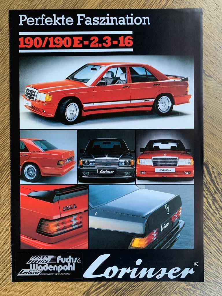Folder Mercedes-Benz 190/190E 2.3-16 W201 Lorinser 1985, Lorinser, Zo goed als nieuw, Mercedes, Ophalen of Verzenden