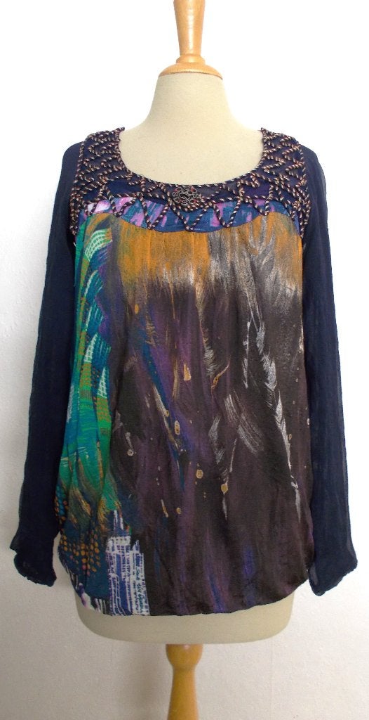 Mooie print top van Save the Queen! M, Maat 38/40 (M), Zo goed als nieuw, Lange mouw, Meerkleurig