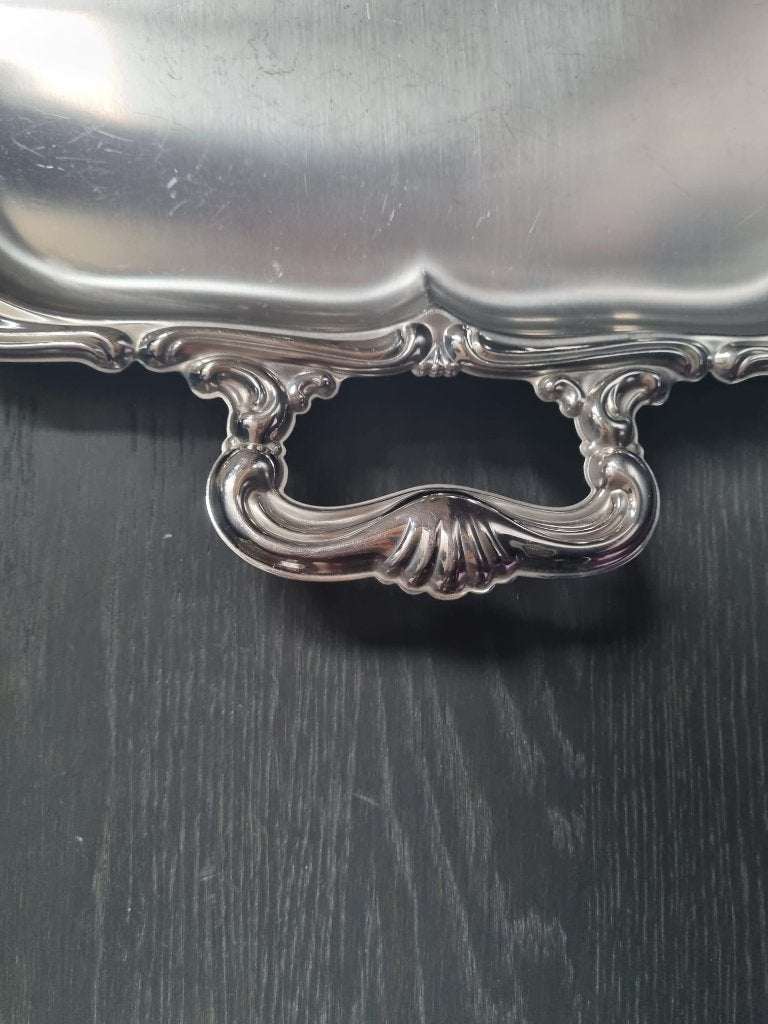 Alessi serveerblad RVS - vintage Italië jaren 60/70, Ophalen of Verzenden, Dienblad, Metaal, Rechthoekig