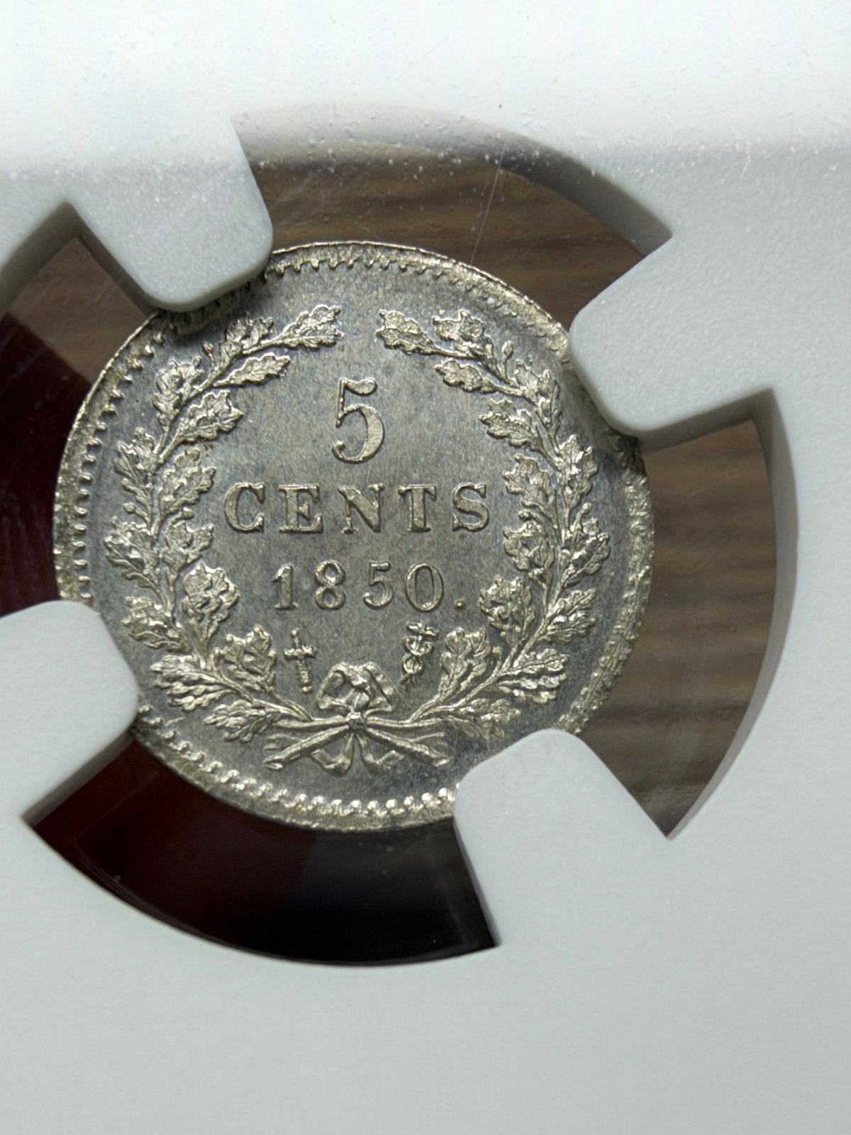 5 cent 1850 MS66 Willem III, Koning Willem III, Zilver, Ophalen of Verzenden, Losse munt