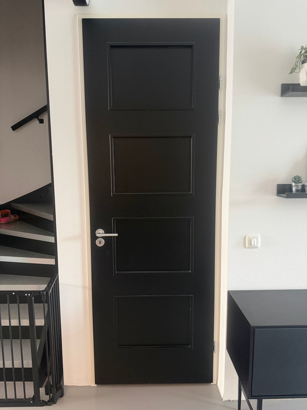 Kamerdeur mat zwart / crème wit 80x232cm incl beslag, Ophalen, Gebruikt, 80 tot 100 cm, 215 cm of meer