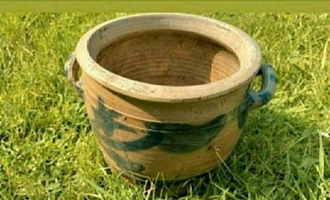 Keulse Pot,Potten,bloem,plant,handvat,Geel,Creme,tuin, Rond, Ophalen of Verzenden, Tuin, Aardewerk