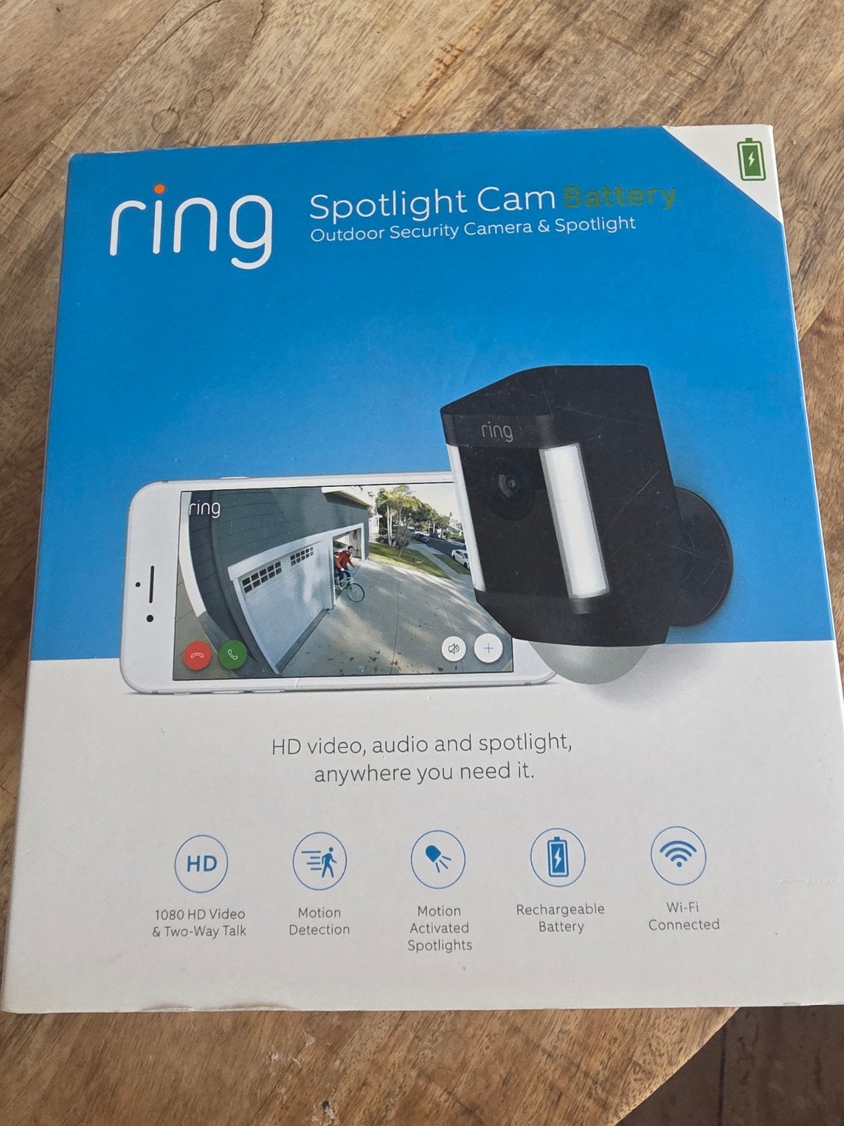 Ring Spotlight Cam Batterij Buitencamera, Ophalen of Verzenden, Zo goed als nieuw, Buitencamera