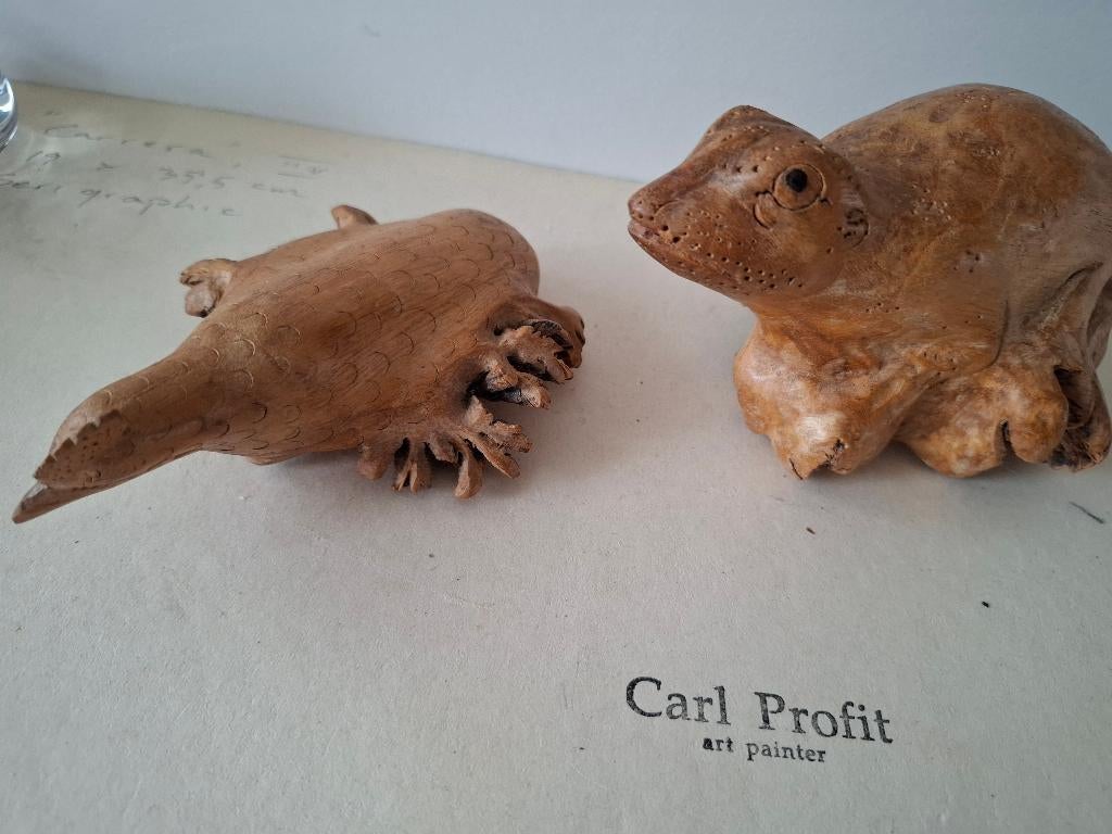 dieren wortel houtsnijwerk handmade, Verzenden