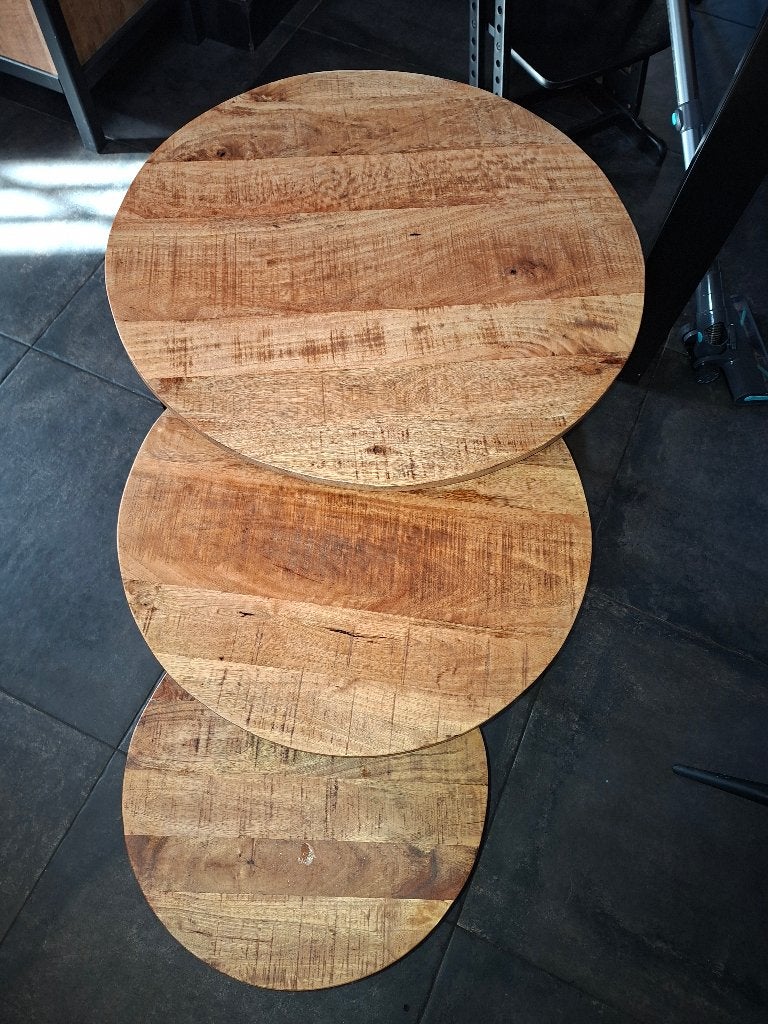 Salon tafeltjes mango hout, Ophalen, 50 tot 100 cm, Rond, 50 tot 100 cm
