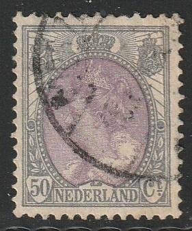 Nederland 1899 75D Wilhelmina 50c, Gest, Postzegels en Munten, Ophalen of Verzenden, T/m 1940, Gestempeld