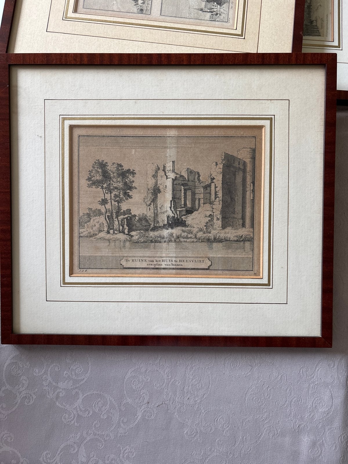 Antieke Gravure: De Ruïne van het Huis te Heenvliet, Ingelijst, Verzenden, Architectuur, Gravure
